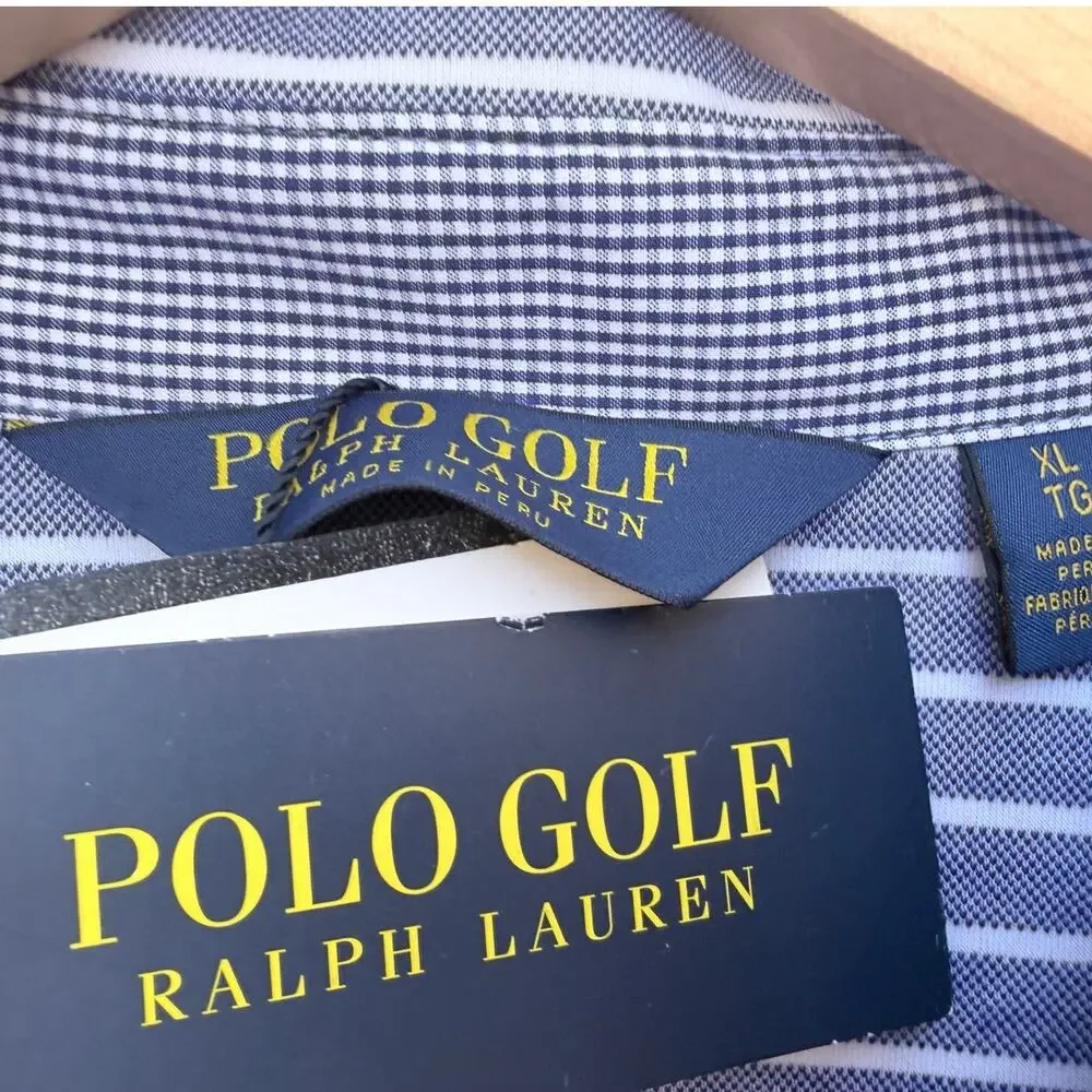 Polo Golf Ralph Lauren Striped Polo Shirt Mens XL Blue White PGA League NWT